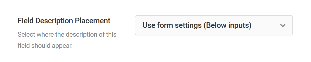 Override the default field description position in Forminator