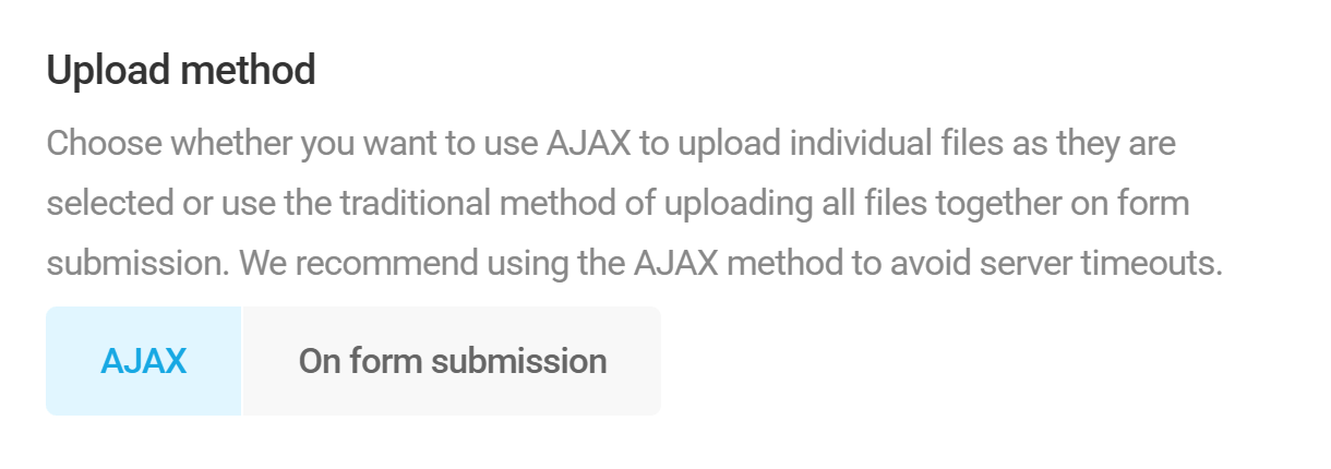 Select upload method in Forminator File Upload field