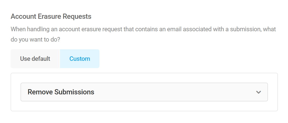Handling form submission data in Forminator when users request account erasure