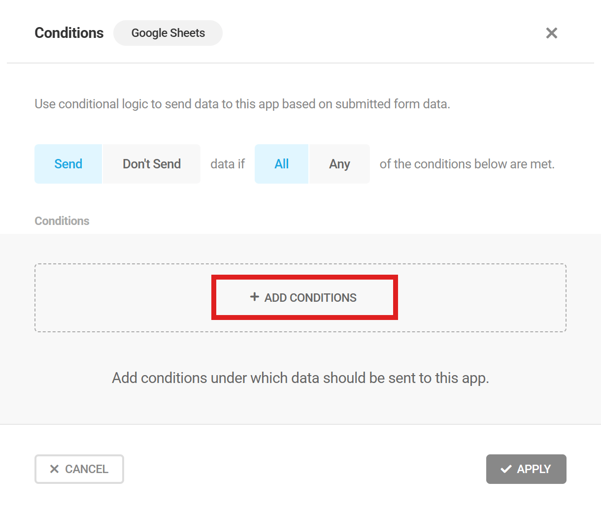 Send data conditionally to 3rd-party apps in Forminator