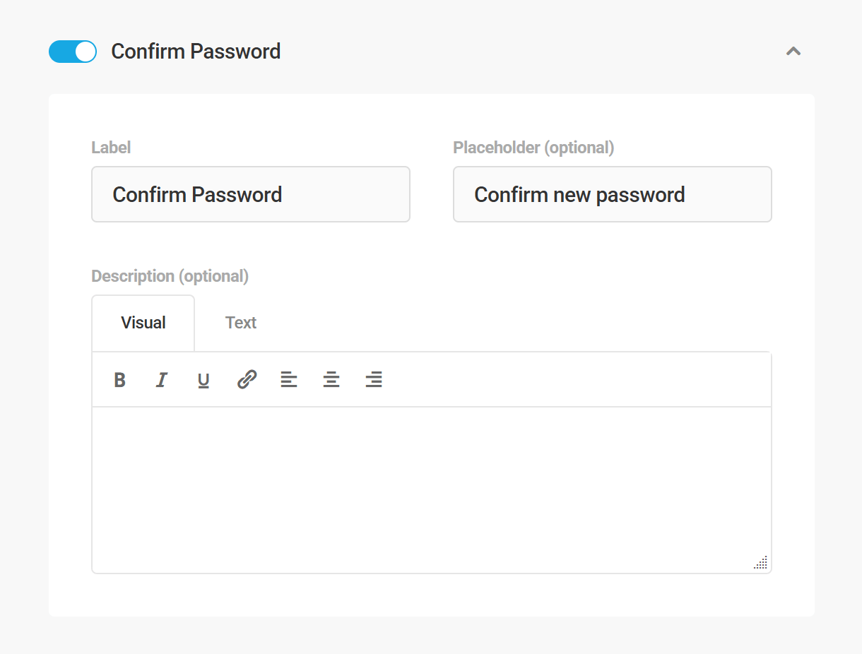 Option to confirm password in Forminator form