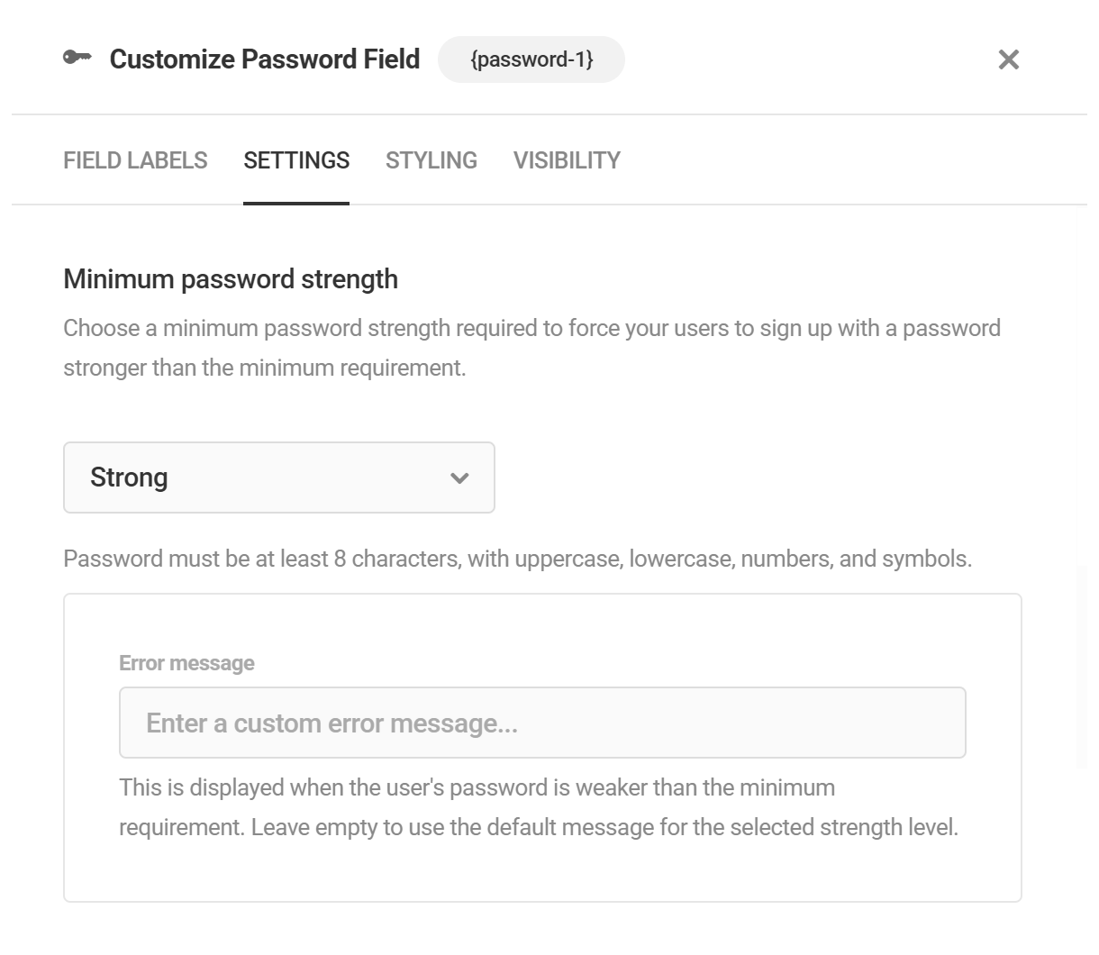 Set minimum password strength in Forminator registration form
