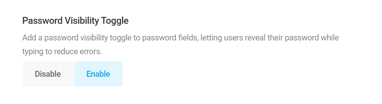 Enable password visibility toggle in a Forminator registration form