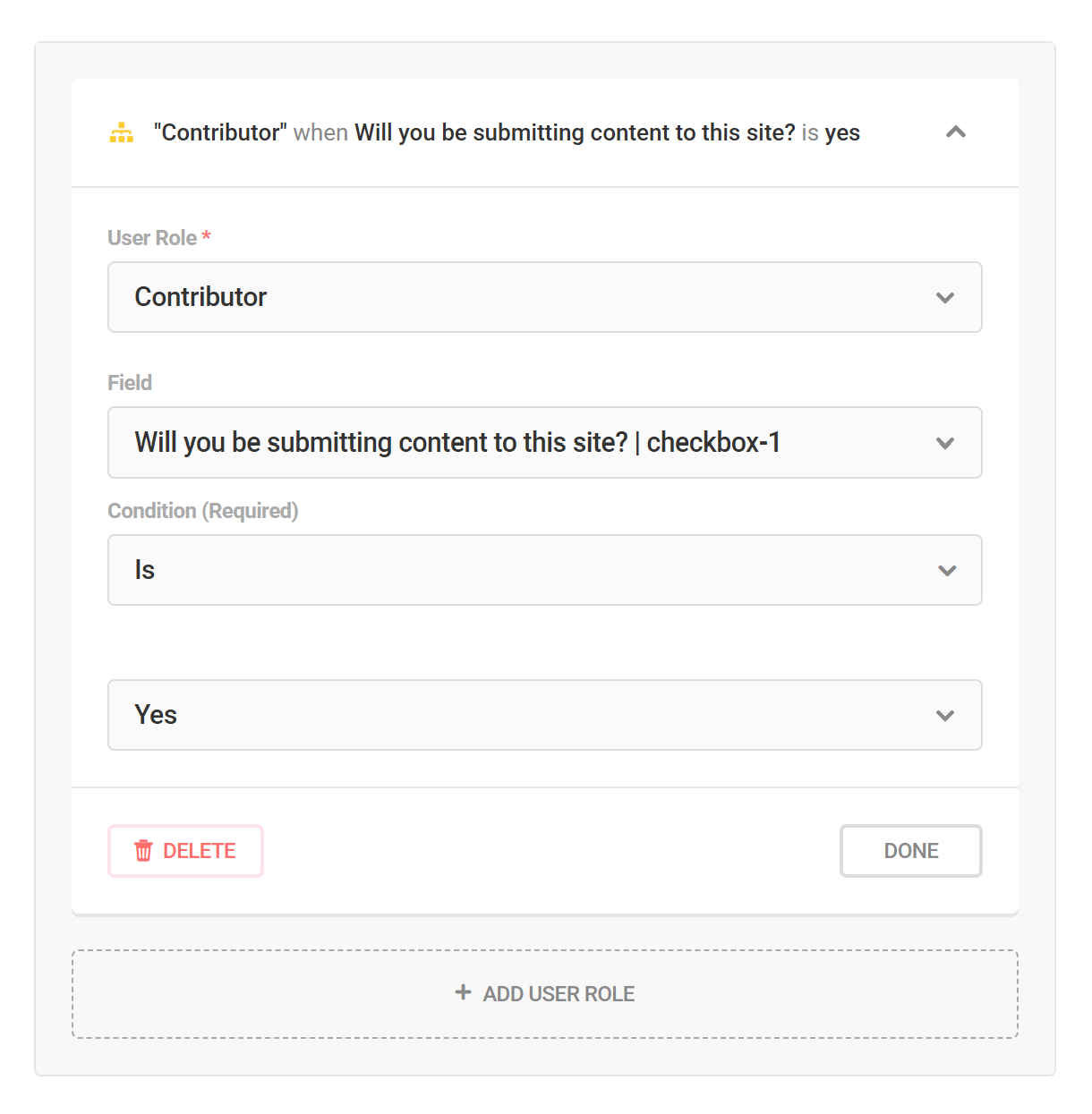 Assigning role conditionally in user registration form