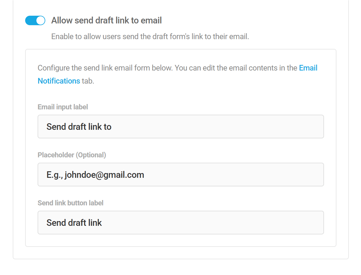 Option to send link to form drafts in Forminator
