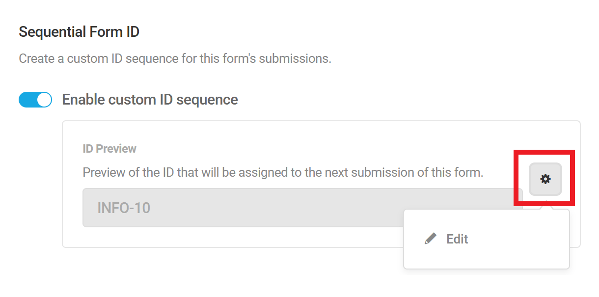Create a custom ID sequence for a form