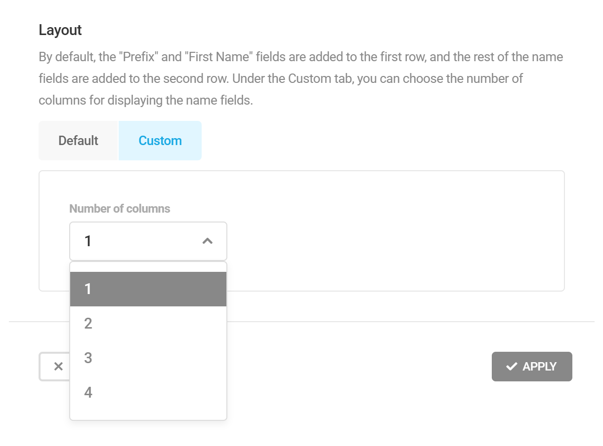 Name Field Layout Option