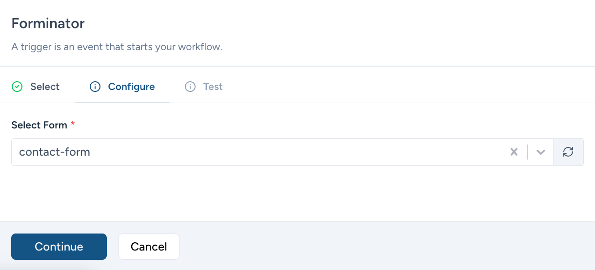 Select a form for a new Ottokit workflow