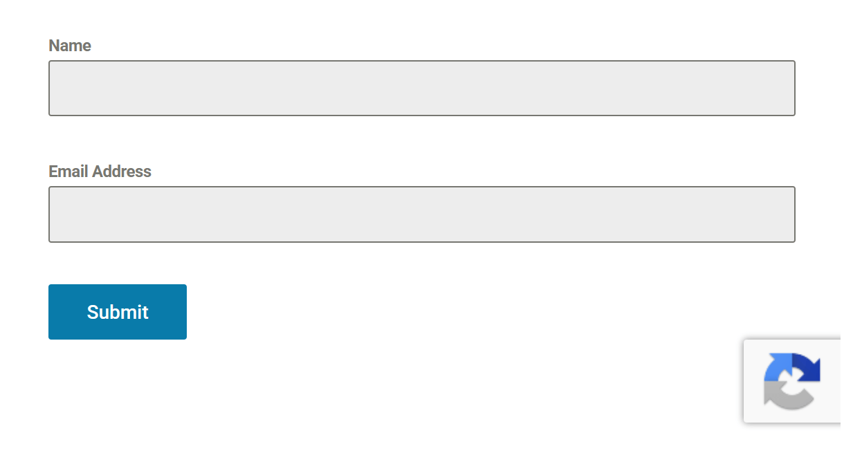 Google reCAPTCHA badge in a Forminator form