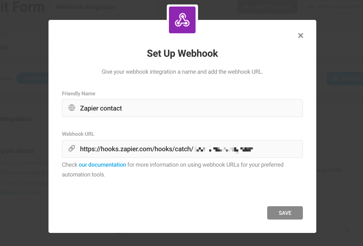 Paste webhook URL and give your integration a name