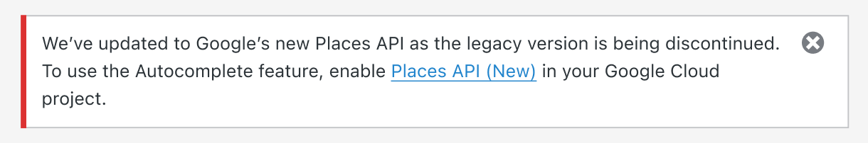 Using legacy places API notice