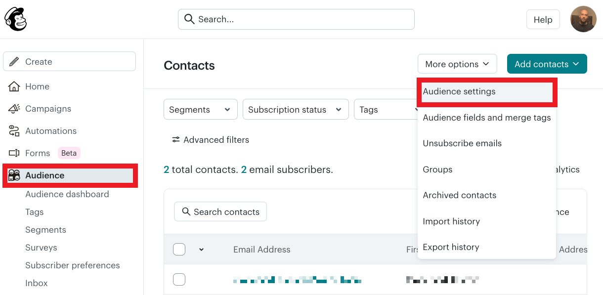 Audience Settings