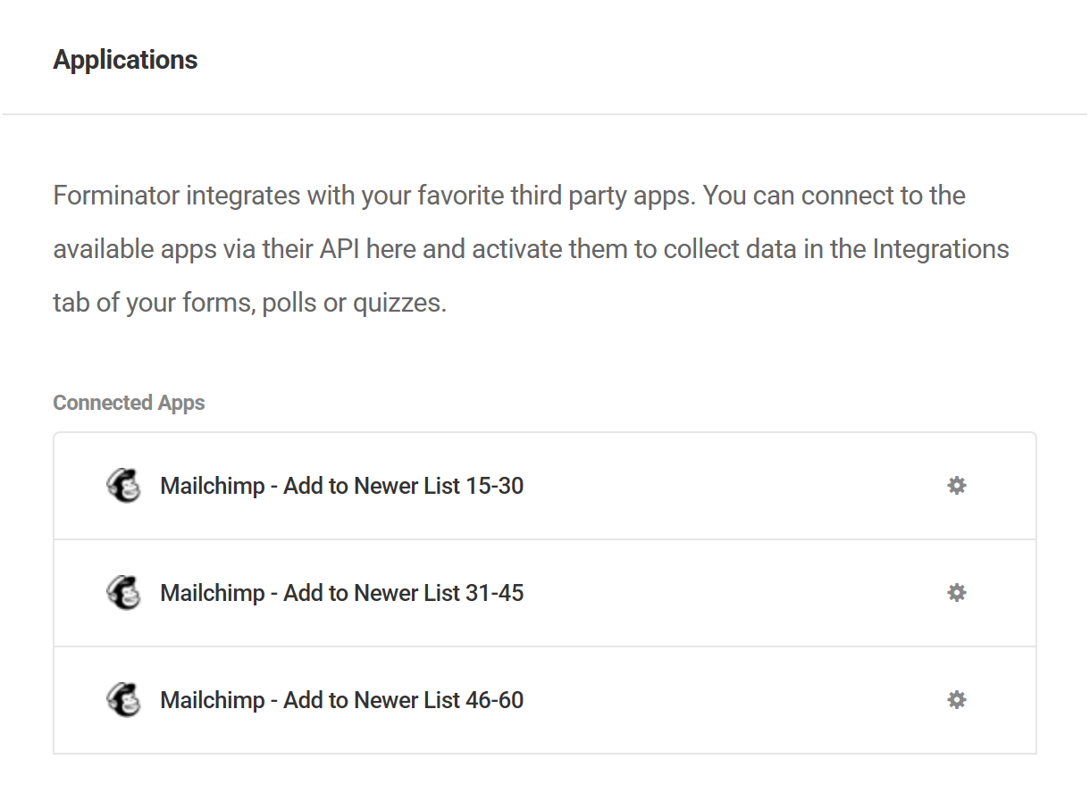 Mailchimp app connected multiple times to Forminator