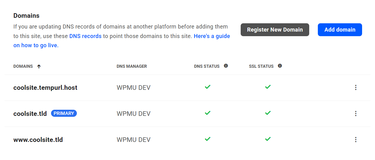 List of domains added to a WPMU DEV hosted site