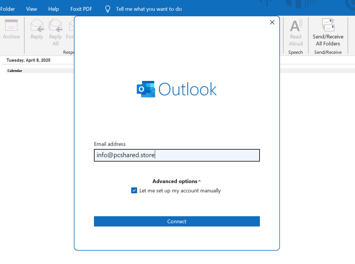 Connect a new account in Outlook