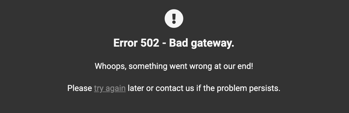 Default WPMU DEV error 502 page
