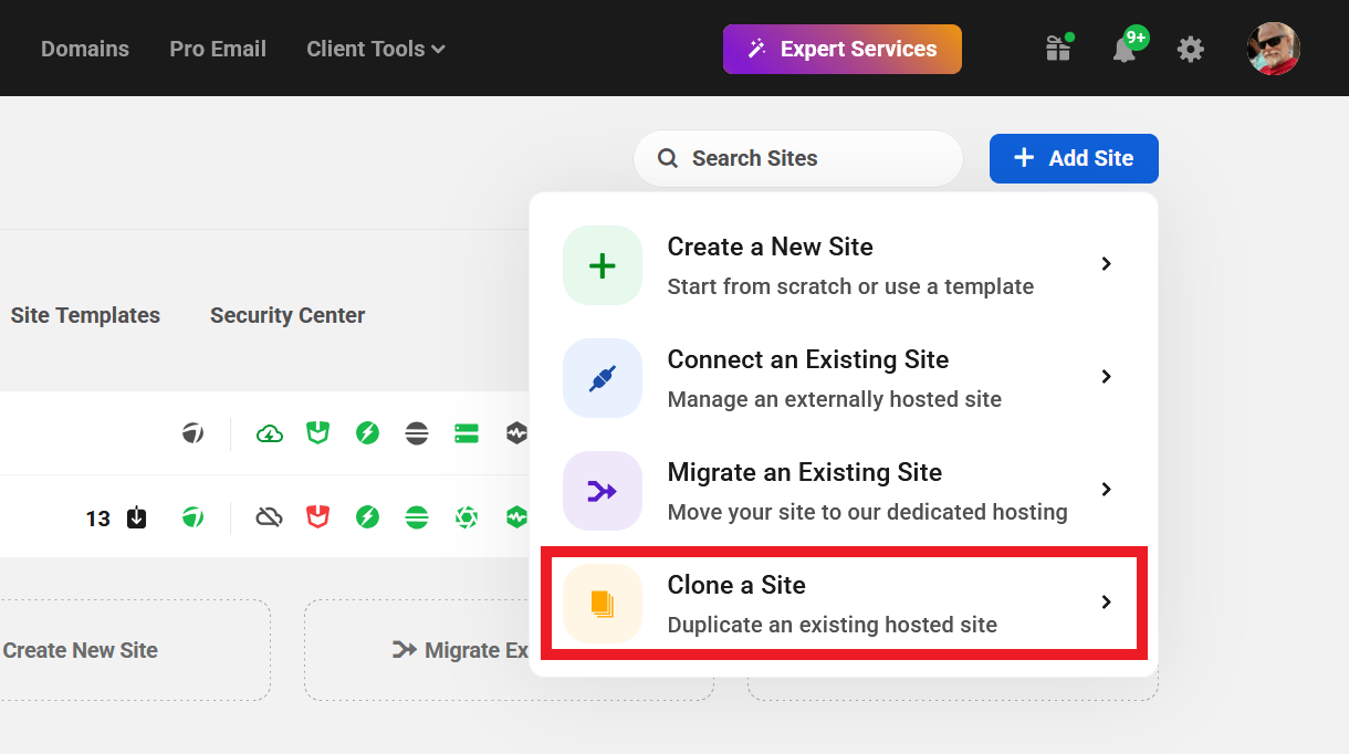 Clone an existing WPMU DEV hosted site