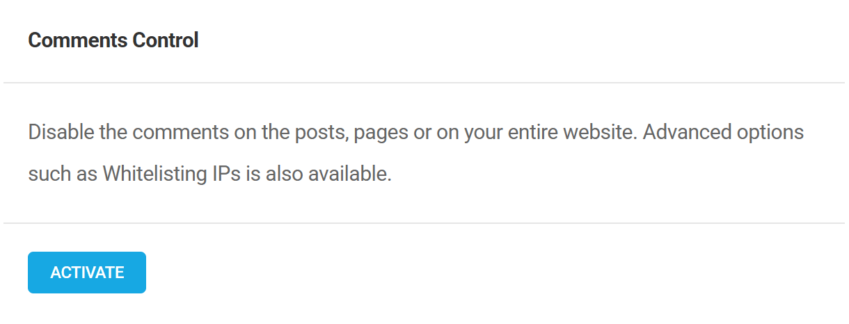 Activate Branda comments control module