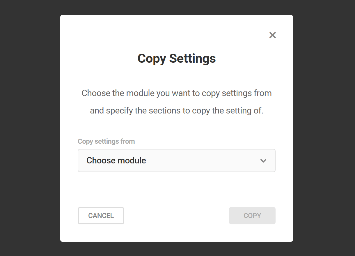 Copy settings from one Branda module to another