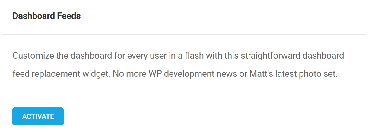 Activate Branda dashboard feeds module