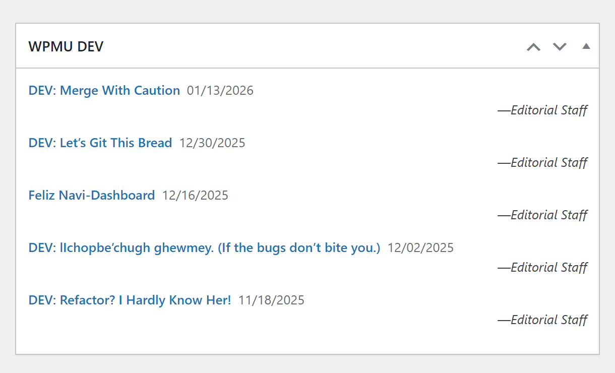 Example of a dashboard feed in Branda