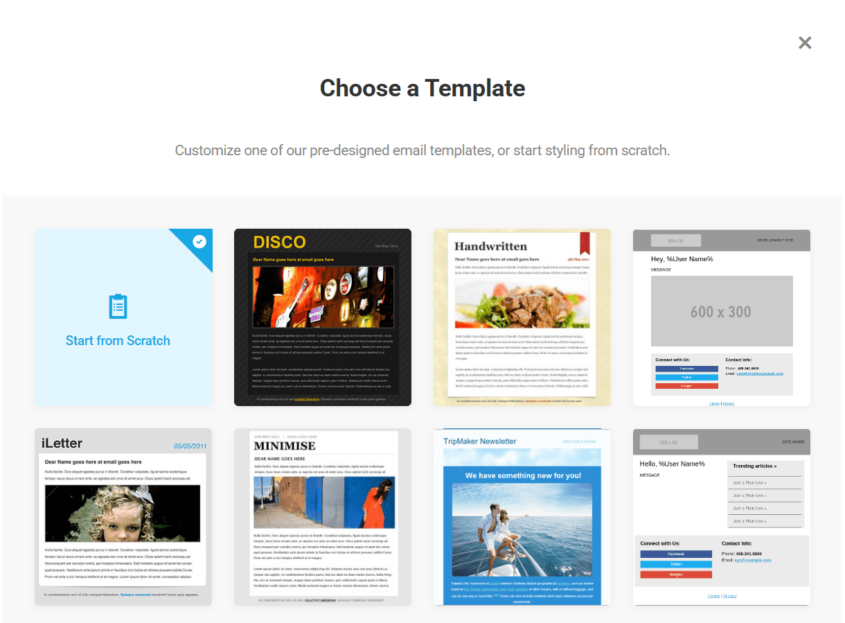 Select a template in Branda Email Template module