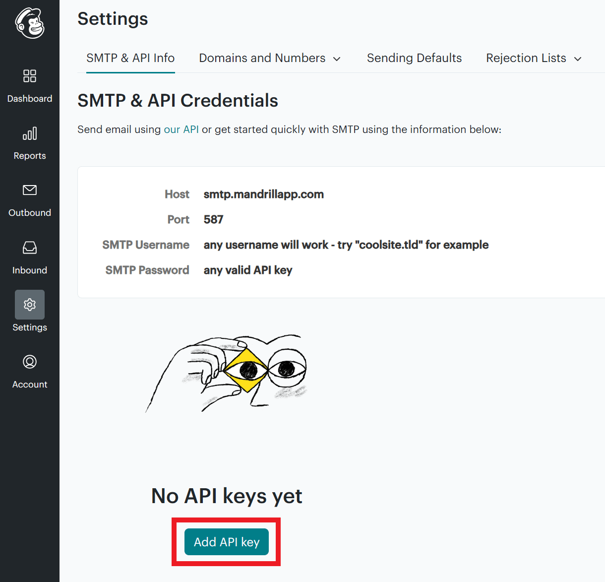 Adding API key in Mandrill