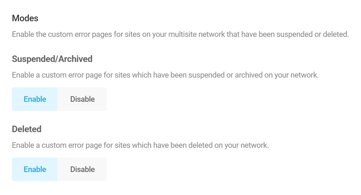 Branda status pages modes