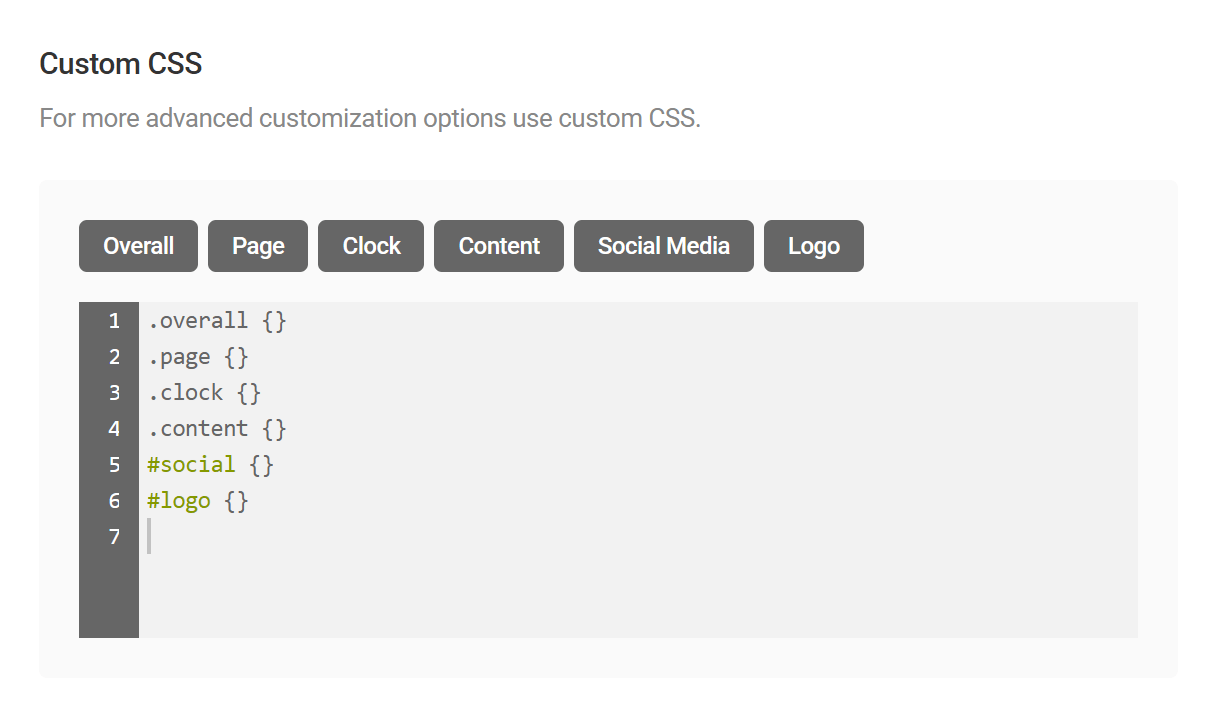 Branda website mode custom CSS