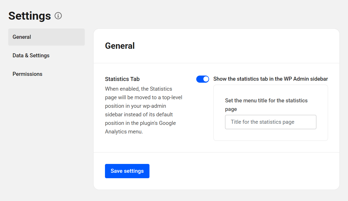 General settings tab in Beehive