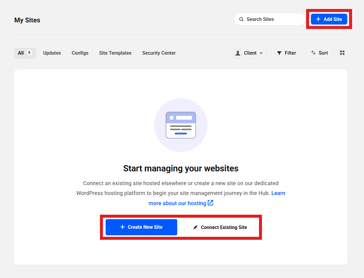 Add a new site to The Hub