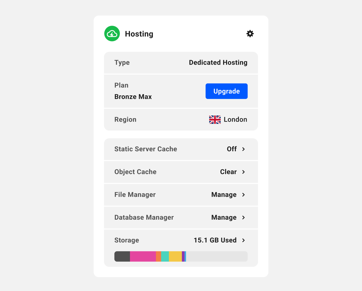 Hosting widget for a dedicated hosting site