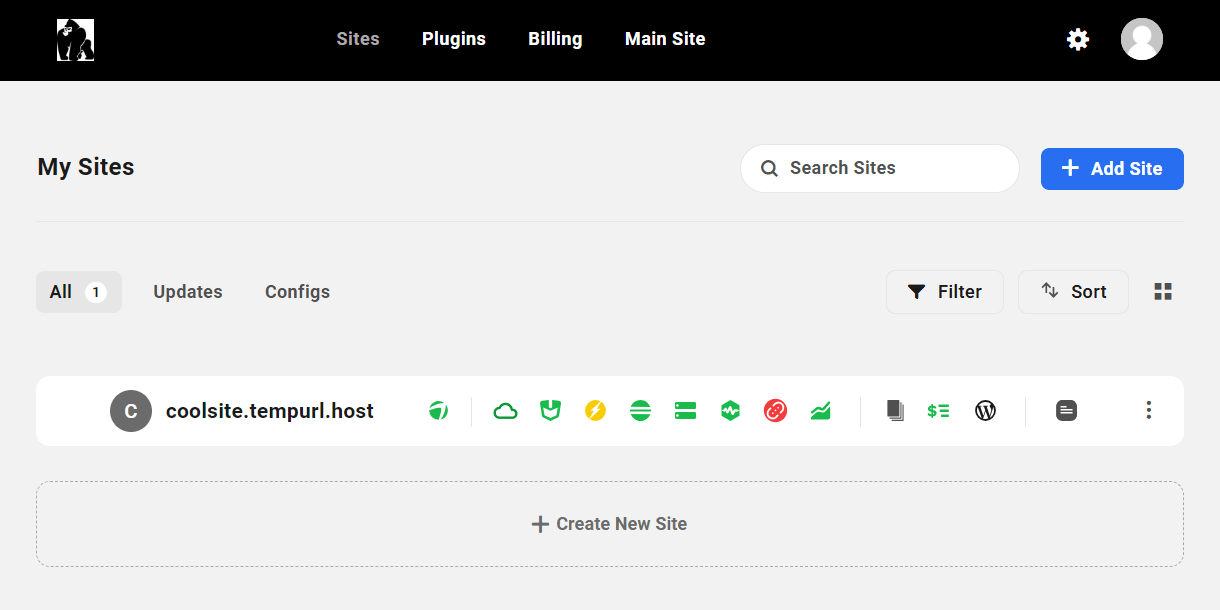 Site creation complete for a new hosting site in the Client Portal