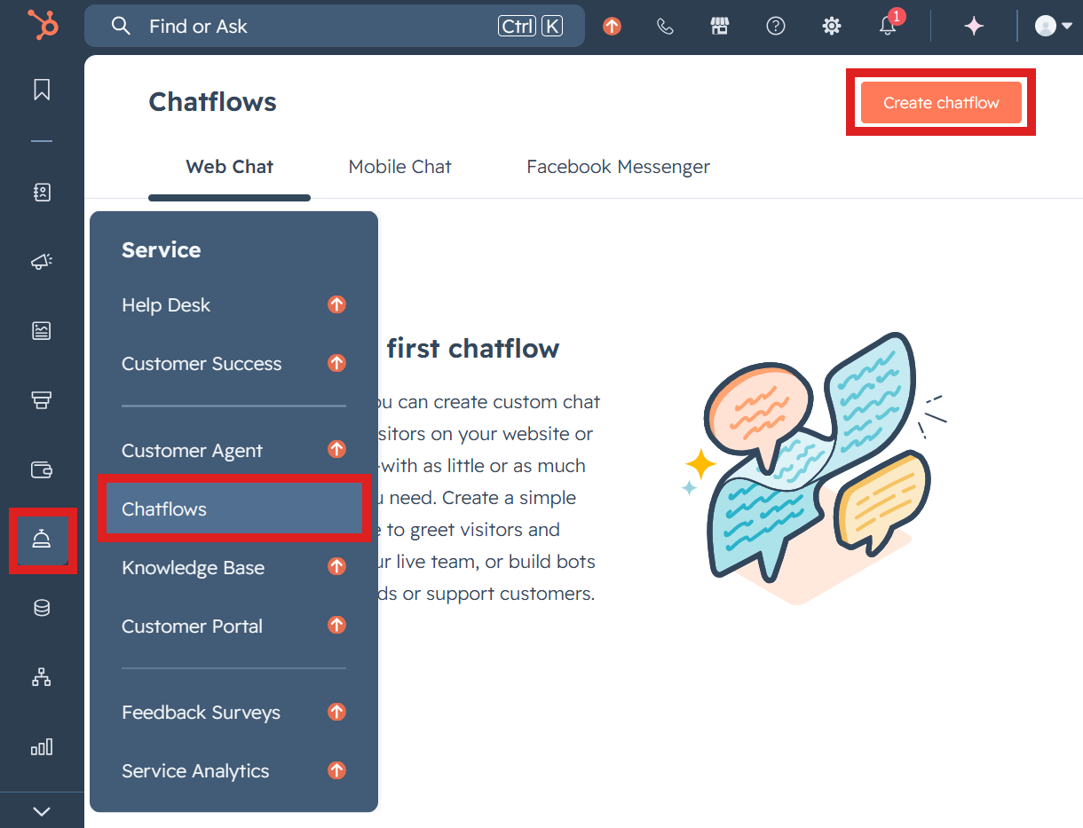 Create a chatflow in HubSpot account