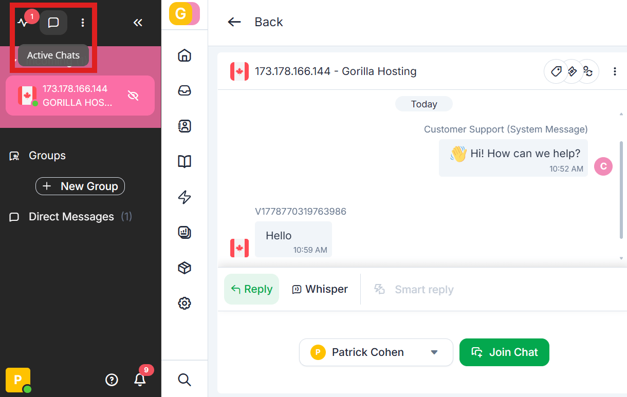 Manage chats in Tawk.to account