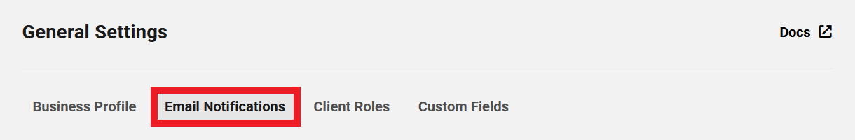 Business email settings in Client Tools