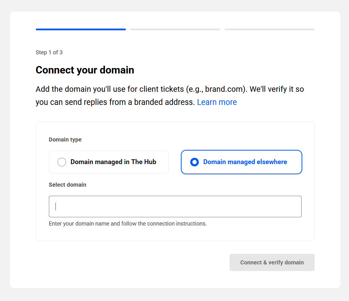 Enter a domain managed elsewhere