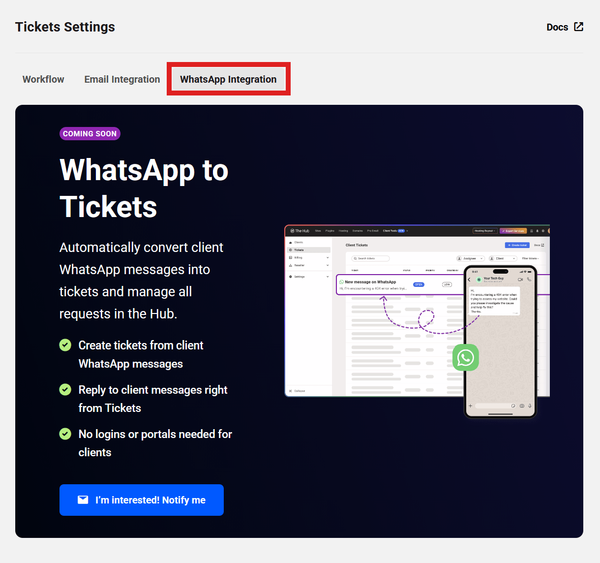 Tickets via WhatsApp coming soon
