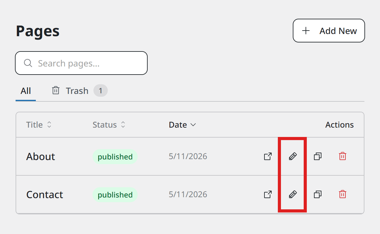 Edit a page in an EmDash site