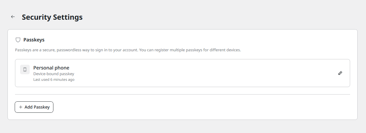 Viewing a passkey for a mobile device