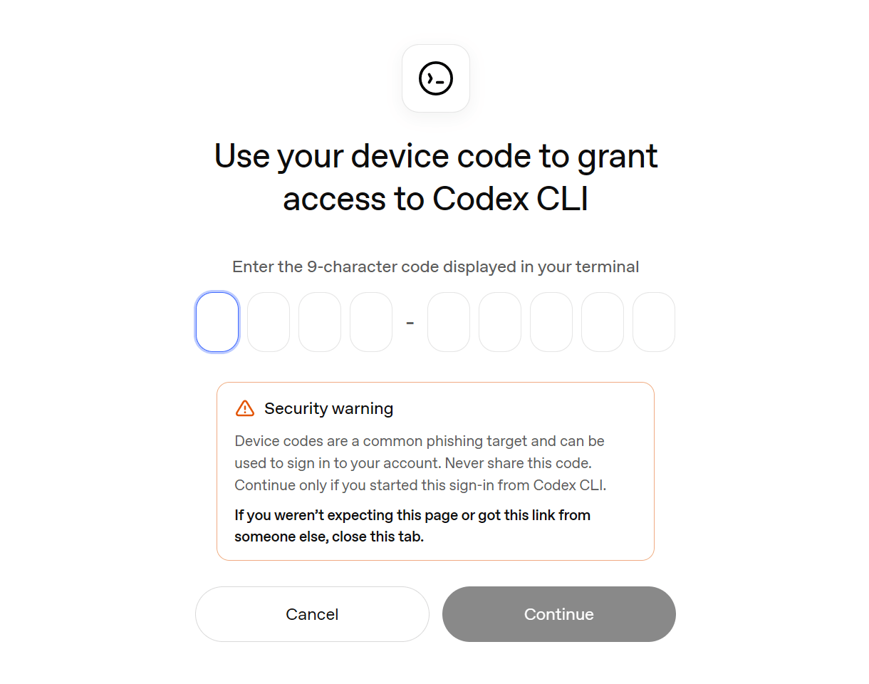 Enter the device authentication code