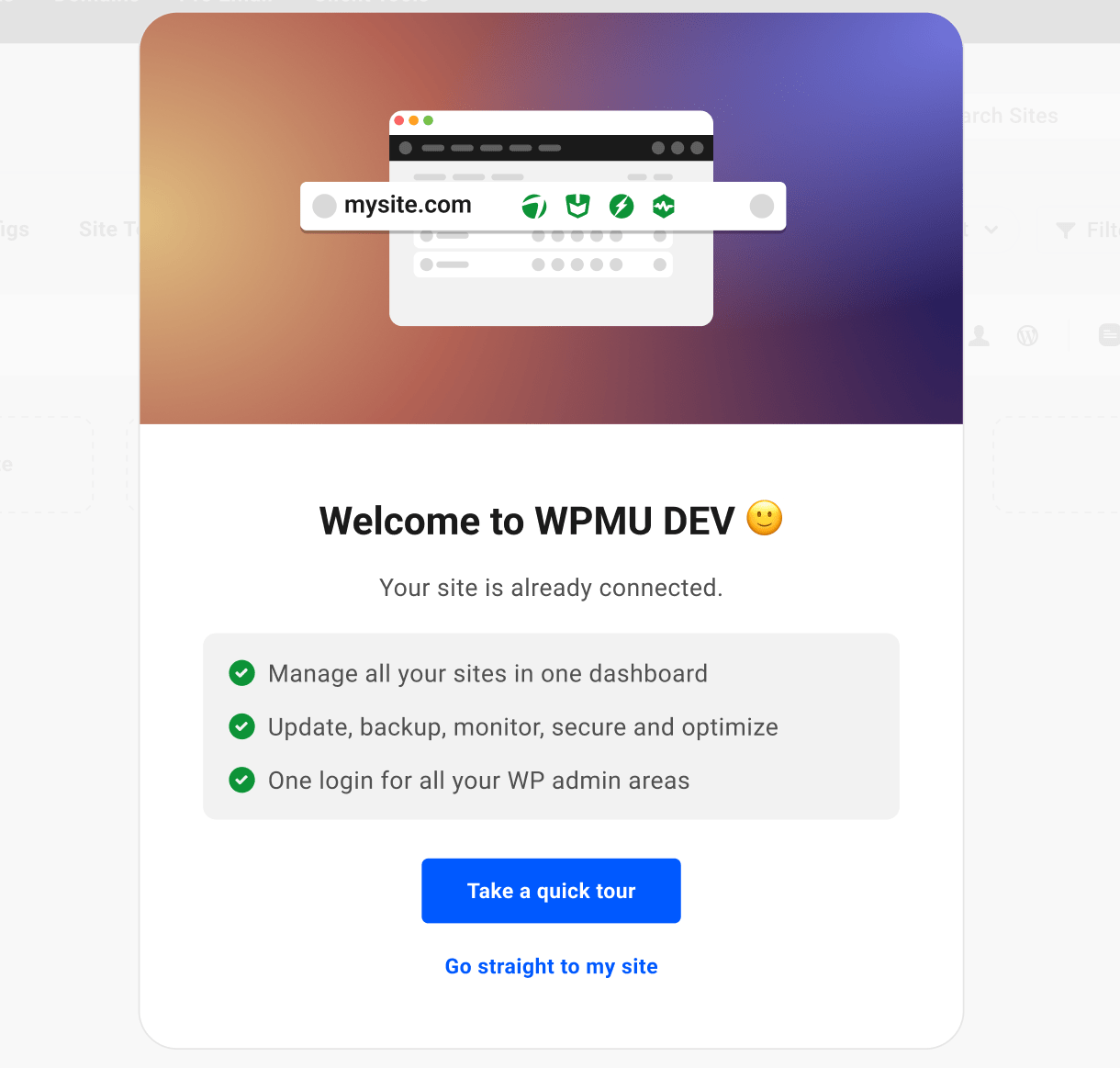 The Hub Welcome modal