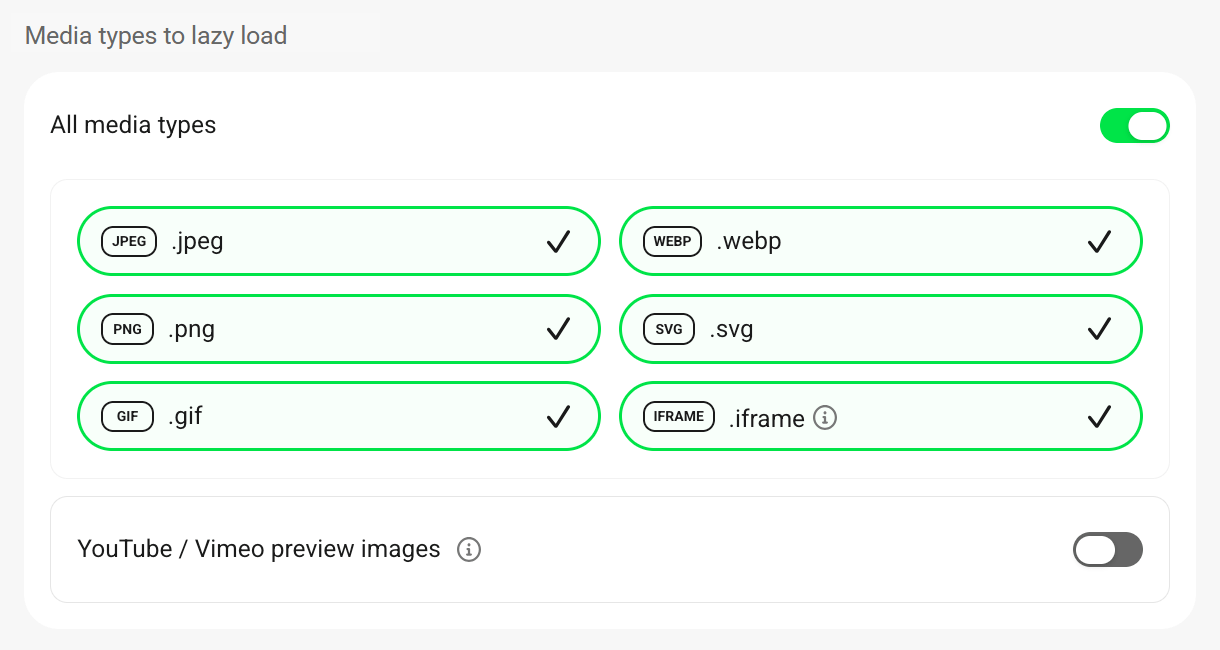 Select media types to lazy load in Smush