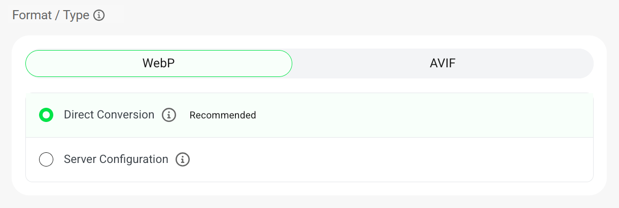 Smush WebP direct conversion method