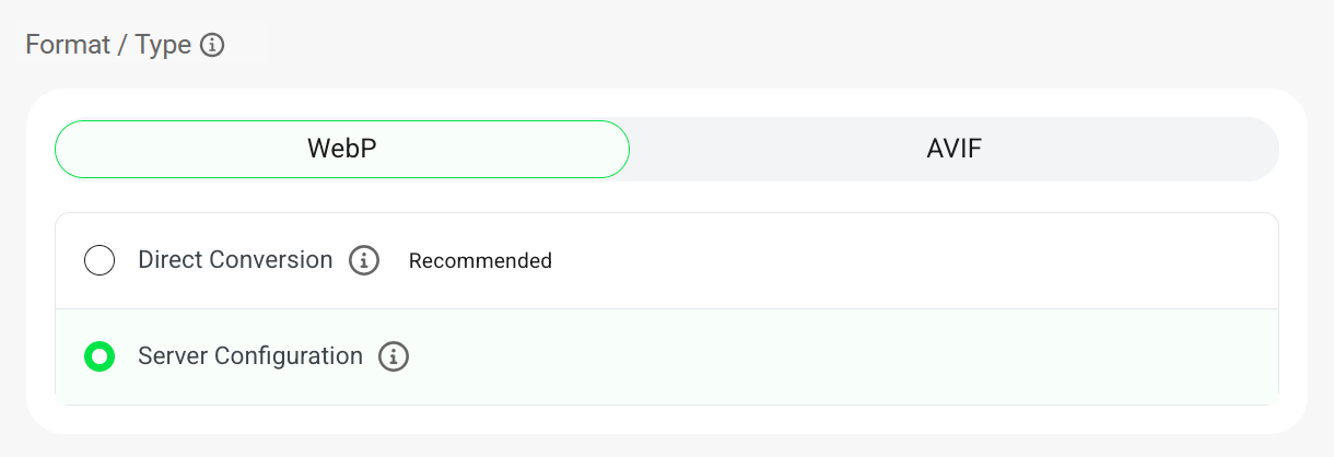 Smush WebP server conversion method
