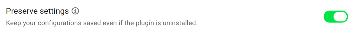 Preserve Settings toggle