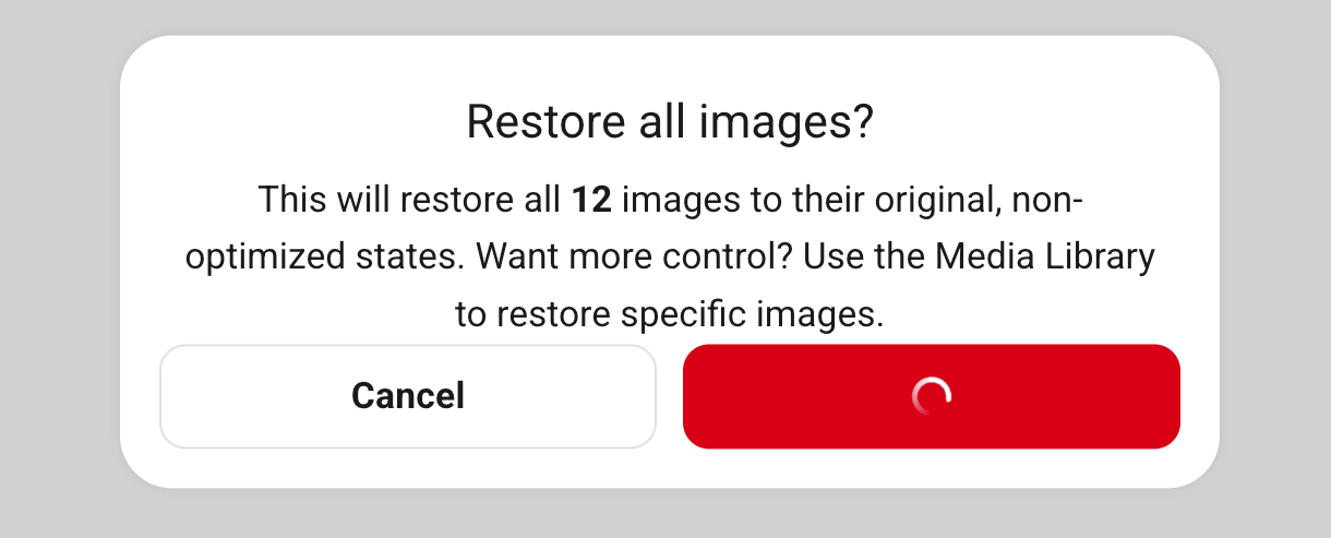 Restore button spinner