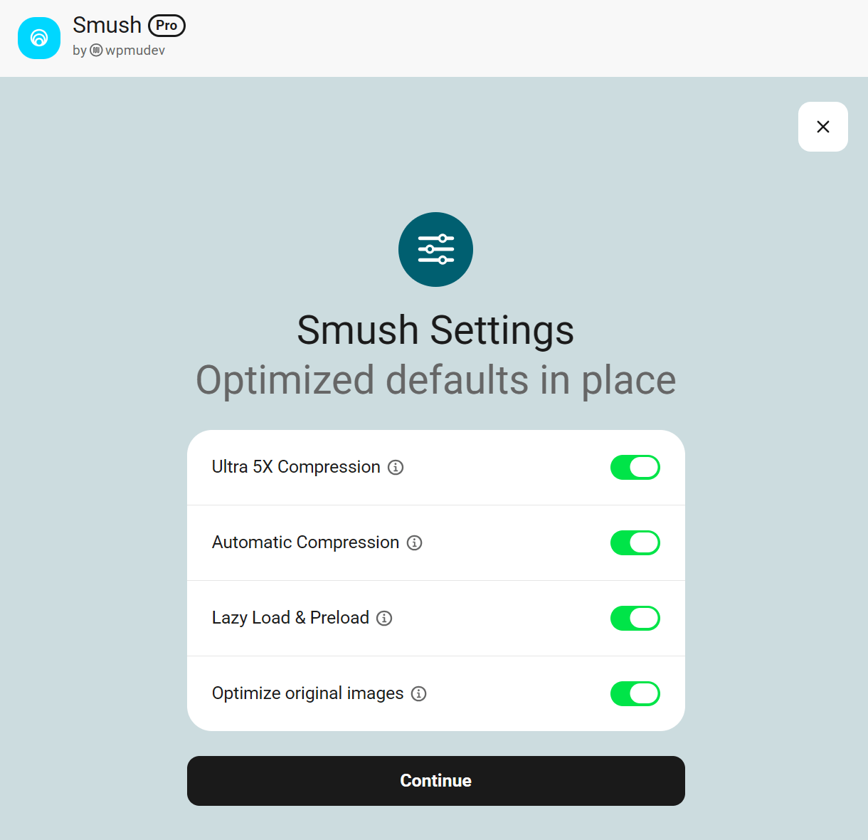 Apply recommended settings Setup Wizard