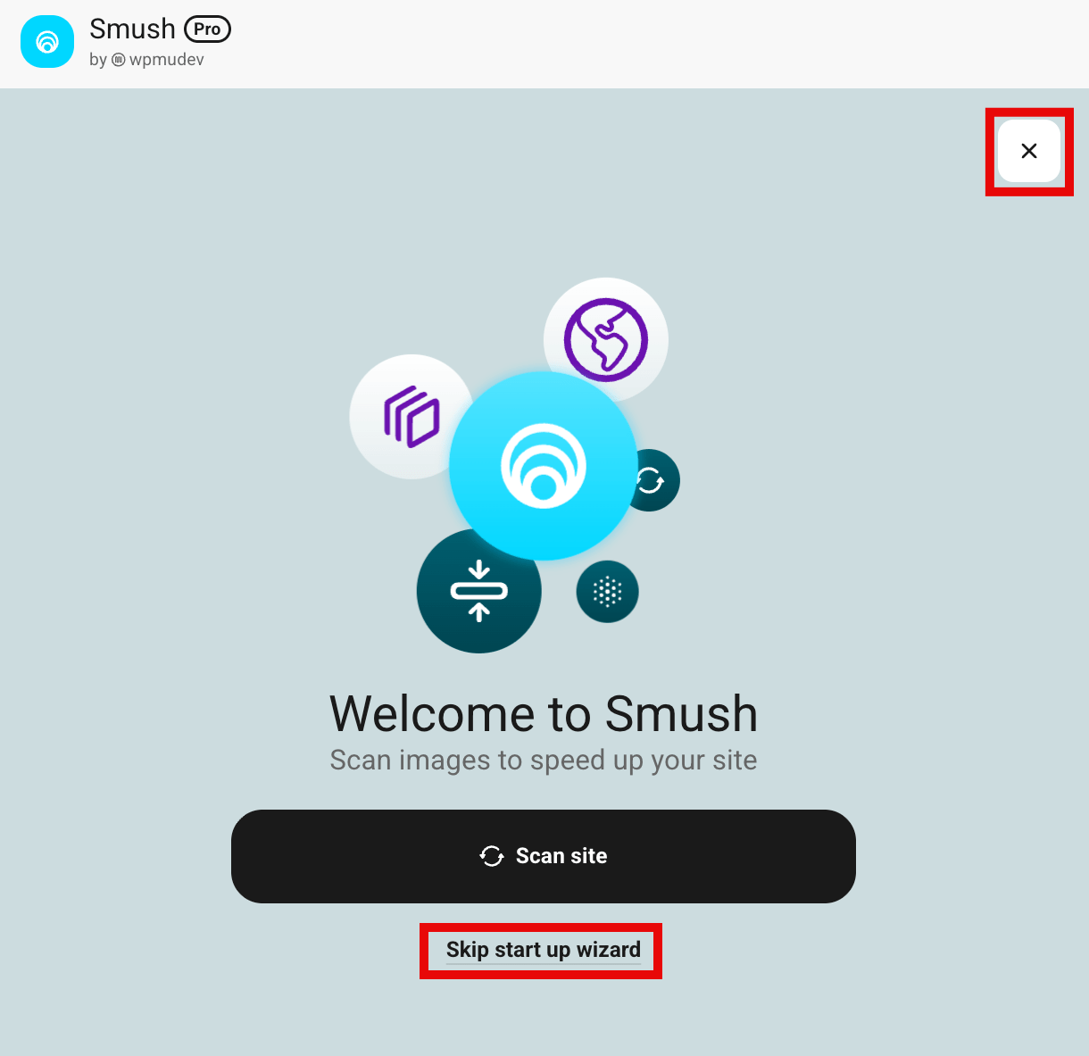 Close or Skip setup wizard