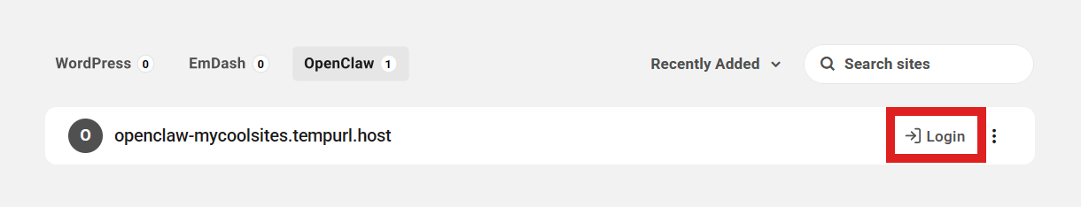 SSO login link for an OpenClaw site